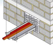 Another diagram showing fire-stopping insulating pillows